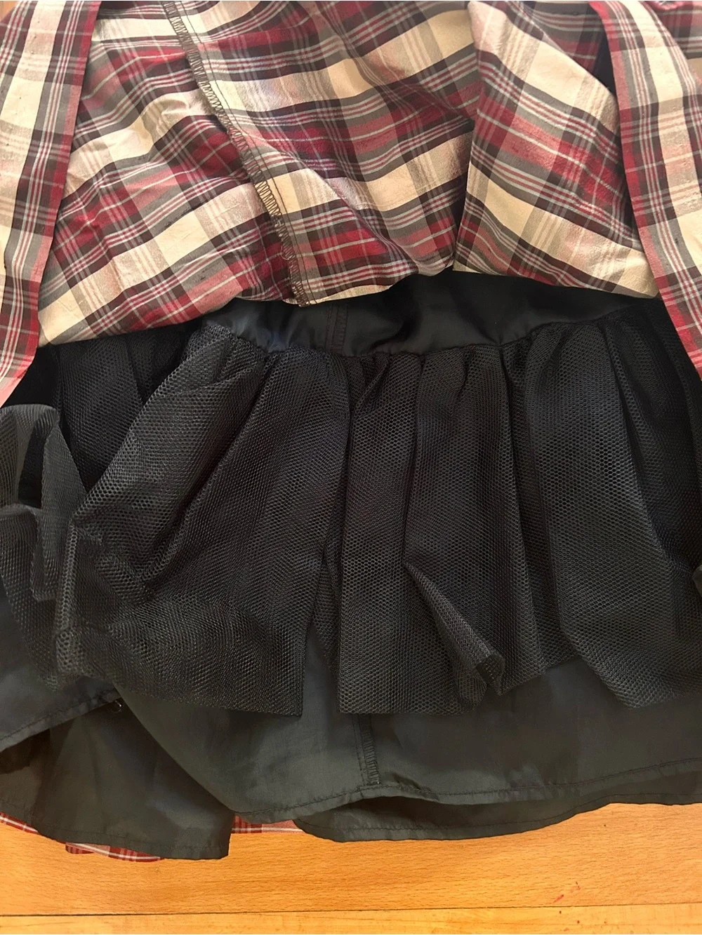 Isobella & Chloe Cream and Red Plaid Girls' Formal Dress